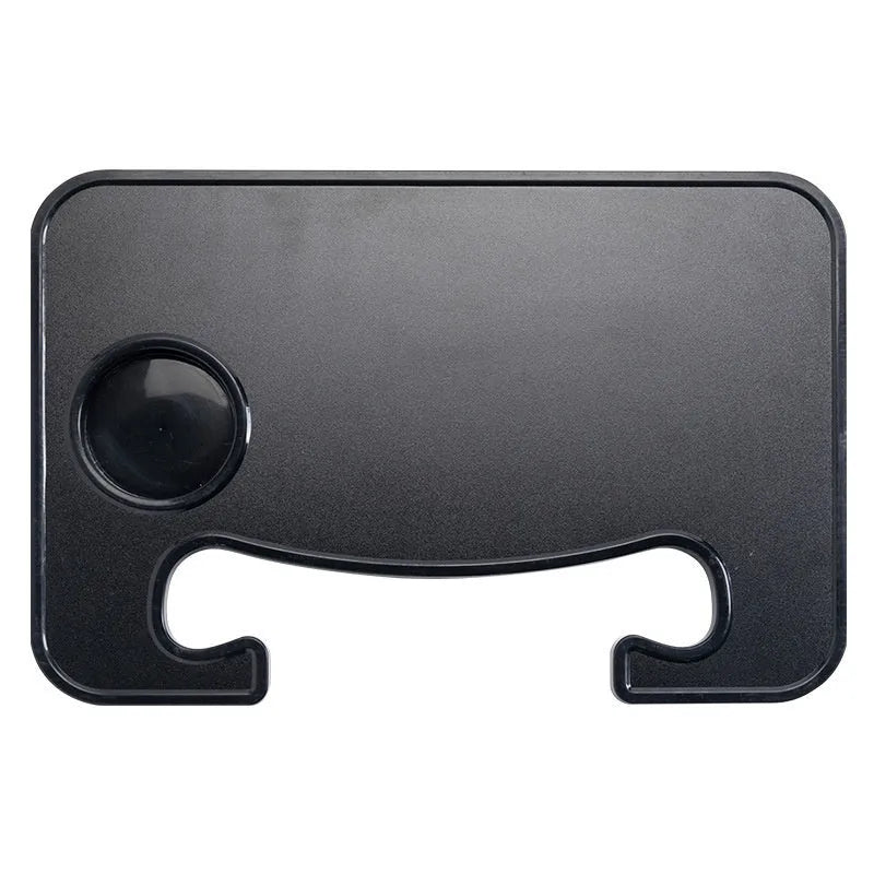 Portable black ABS plastic car steering wheel laptop stand with foldable drink cup holder on vehicle steering wheel