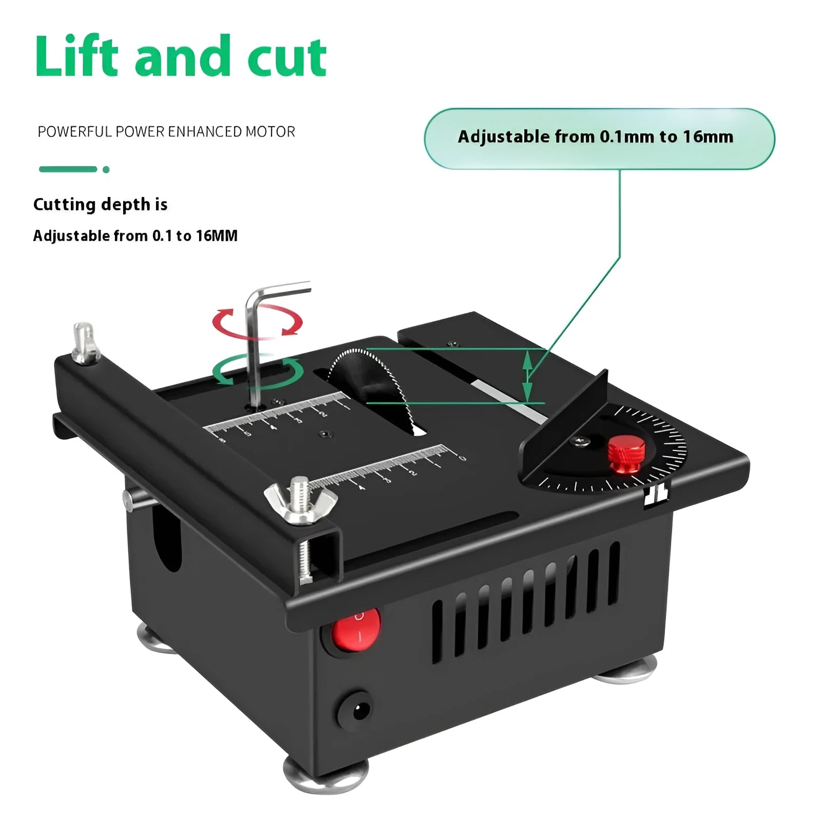Lithium battery cordless desktop saw with metal construction for household workshop cutting tasks