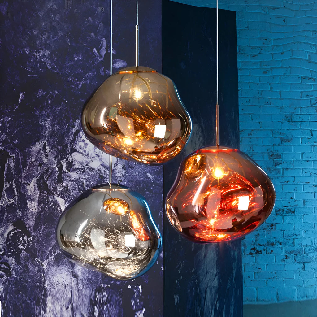 Post modern Nordic lava lamp chandelier with irregular glass design and LED light source