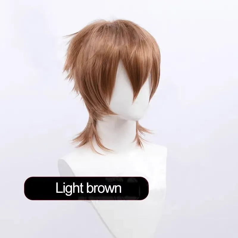Short cosplay wig in synthetic fibre with anti-curling treatment for character costumes