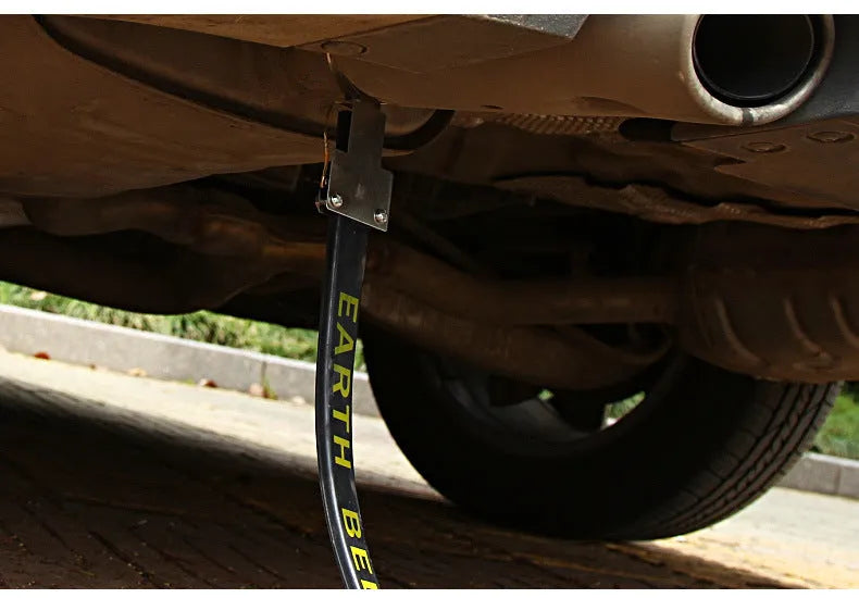 Black rubber car electrostatic grounding chain measuring 370mm with copper wire for vehicle static discharge