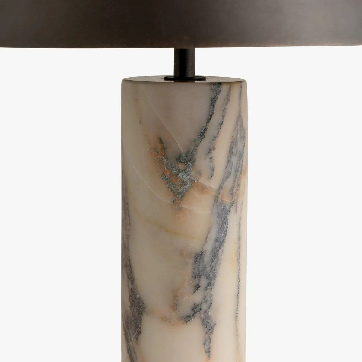 Black marble table lamp with modern design on wooden surface