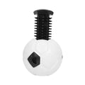 Orange and white TPR dog ball toy with textured teeth cleaning surface