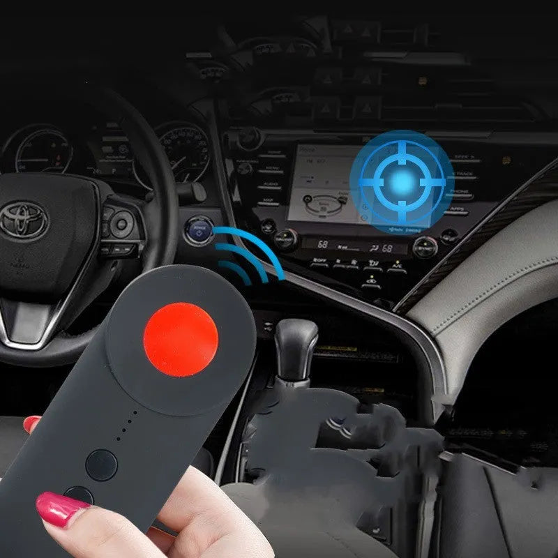 Black GPS and WiFi signal detector with Micro USB port showing compact 93.8mm length