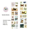 Roll of 55mm wide coated paper stamp for journal decoration with retro butterfly, forest, bird and mushroom designs