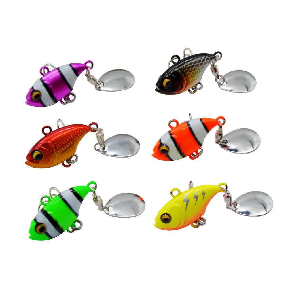 Metal sea fishing iron plate lure with rotating sequins in various colour patterns