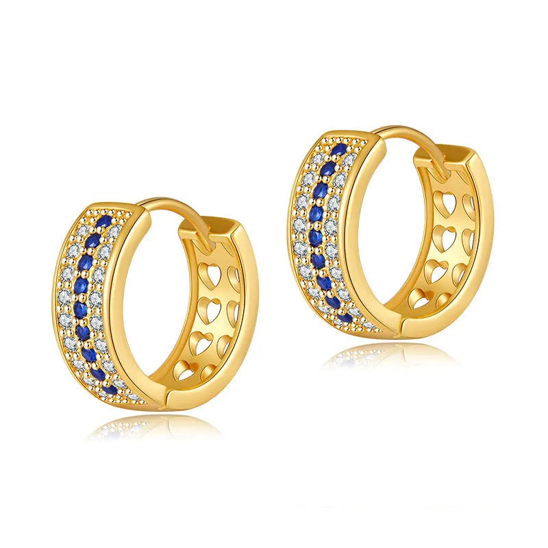 Women's round geometric copper earrings with 18K gold electroplating in KE1268 colour