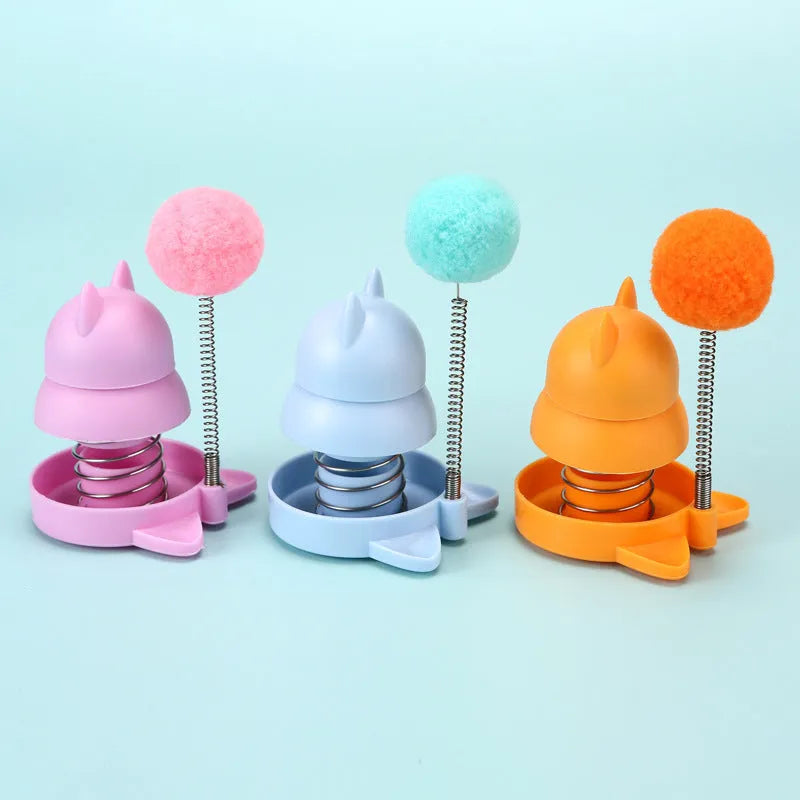 Blue, orange, and pink lucky cat licking music mint ball toy measuring 55mm.