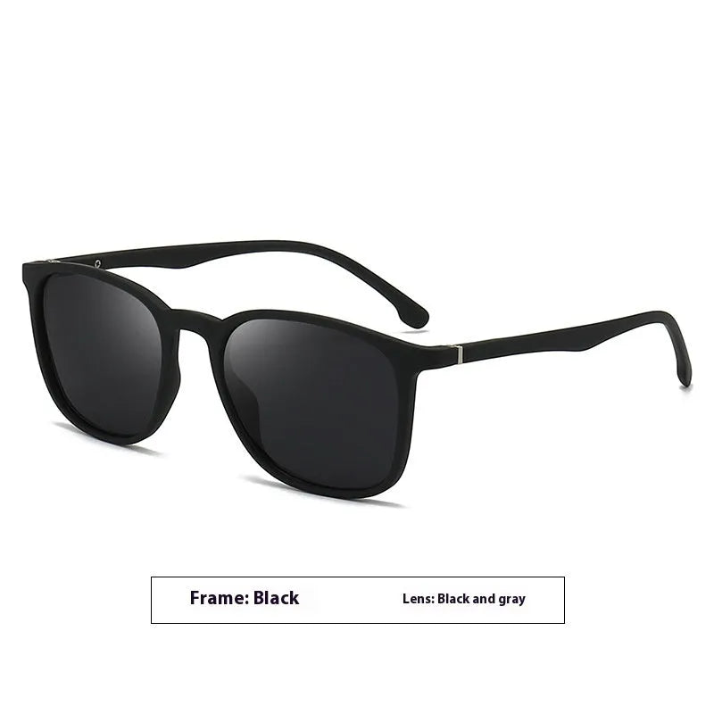 Men's polarized sunglasses with UV400 lenses and elastic paint surface on spectacle foot