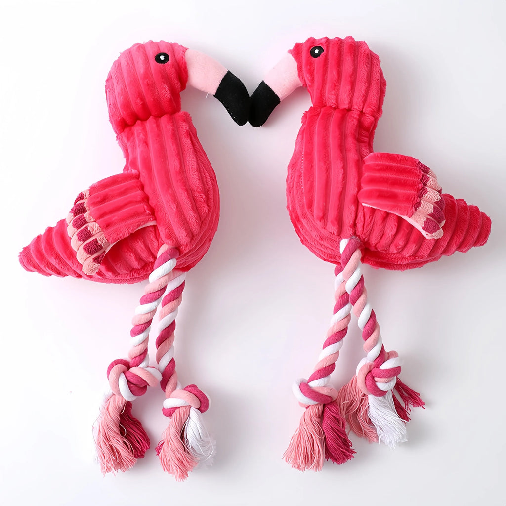 Pink corduroy animal-shaped squeaky dog toys for small and large breeds