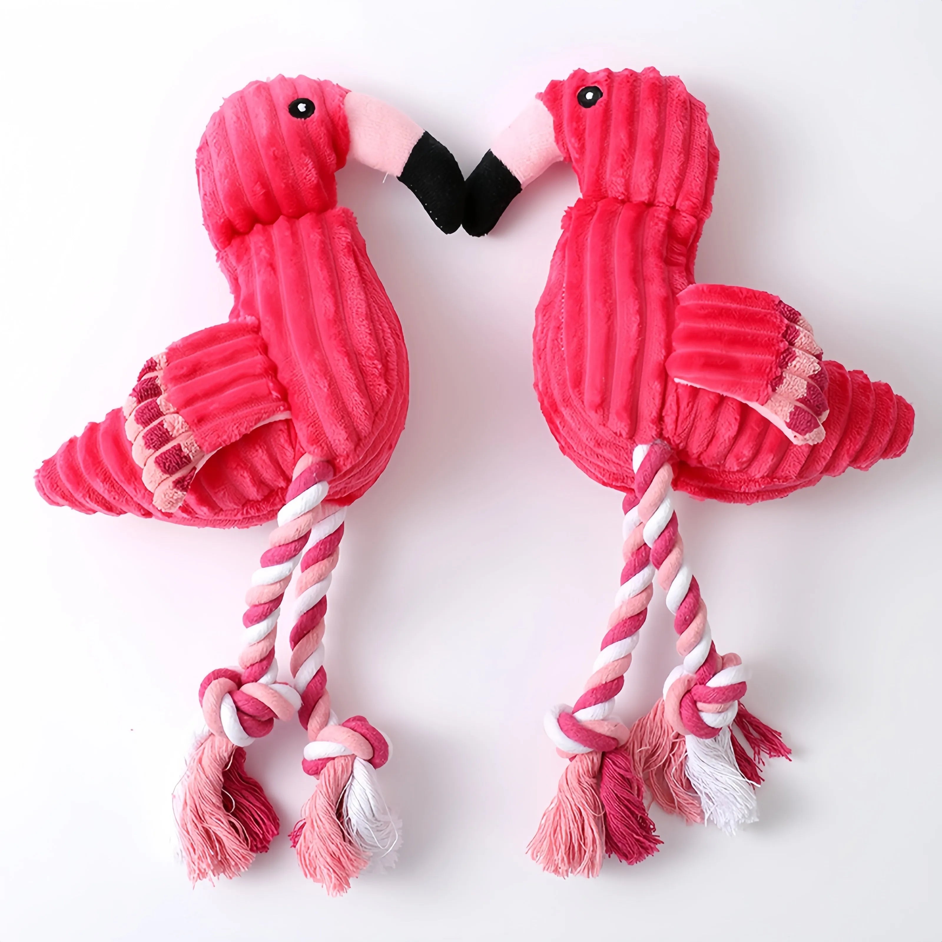 Pink corduroy animal-shaped squeaky dog toys for small and large breeds