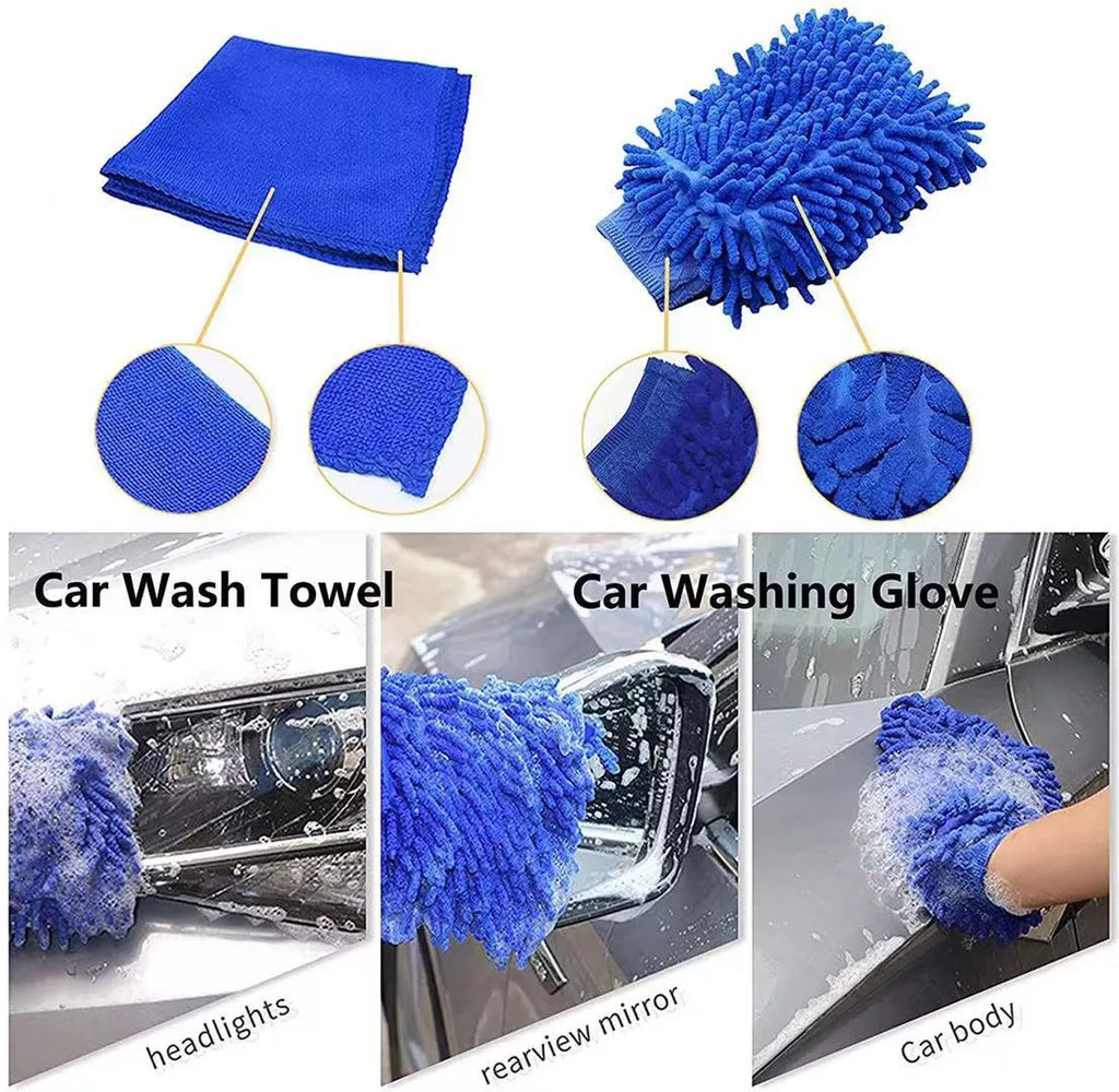26-piece car cleaning brush kit with various PP bristle brushes for tyre and interior detailing