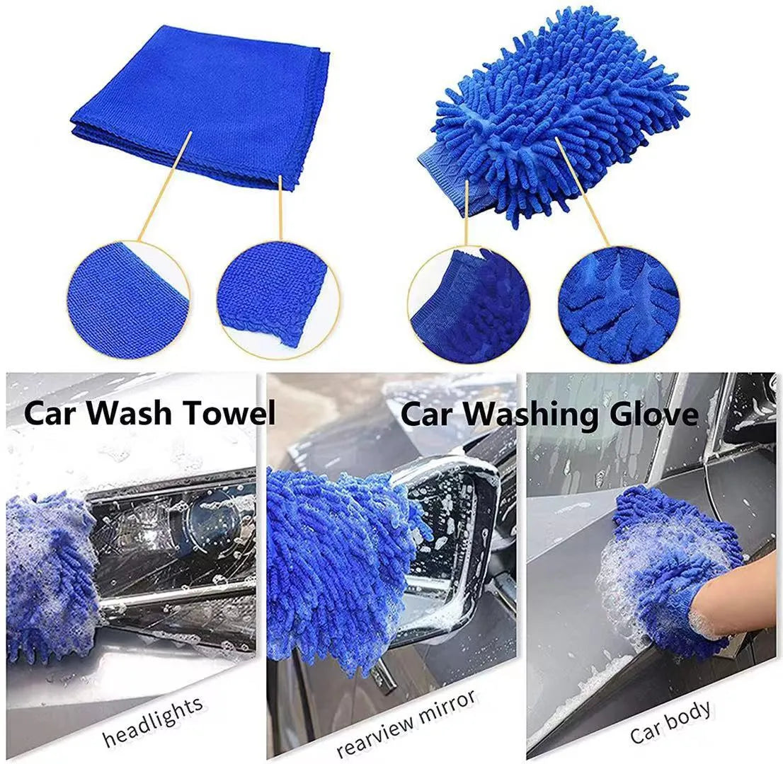 26-piece car cleaning brush kit with various PP bristle brushes for tyre and interior detailing