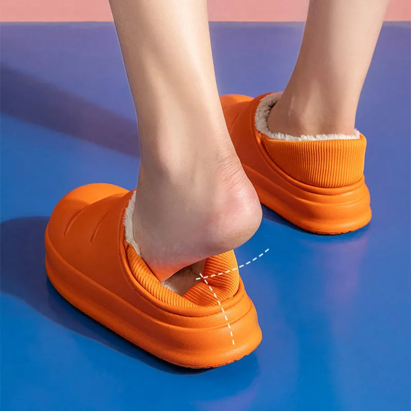 Waterproof cotton couple slippers with EVA sole in multiple colours