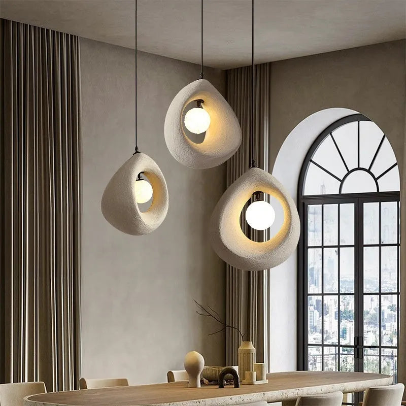 Modern retro restaurant bar chandelier with 32x35cm milky white lampshade pendant light