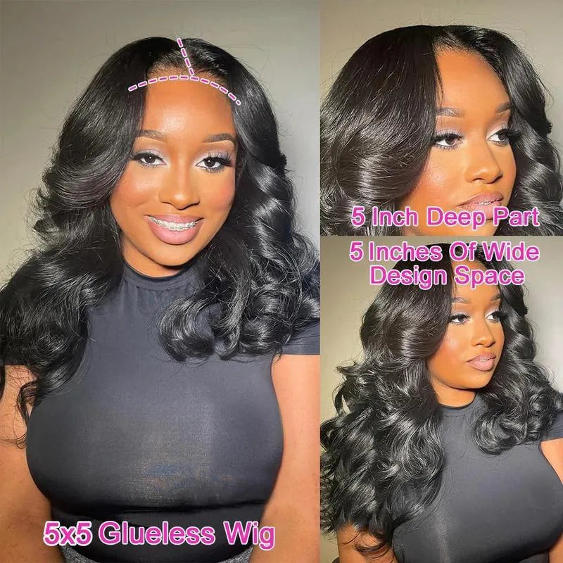 Black human hair wavy curly lace front wig with elastic band and natural hairline