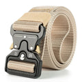 Men's thick canvas tactical belt with an alloy release buckle in Army Green colour
