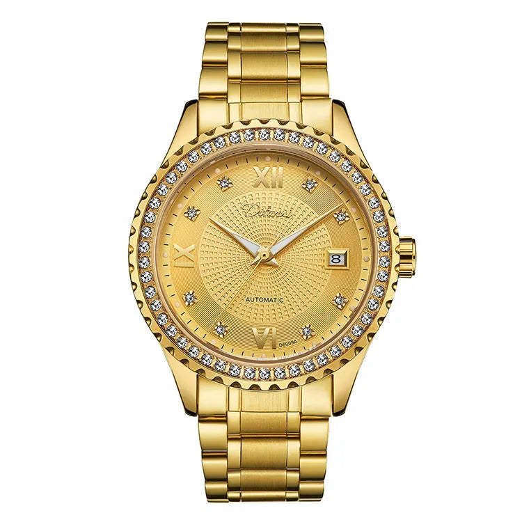 Fashionmonger automatic mechanical watch with gold case and black dial showing business style design