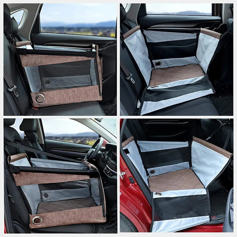 Black Oxford cloth dog travel crate 49x49x38cm collapsible car pet box