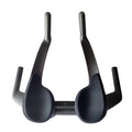 Black carbon fibre time trial bicycle handlebar with aerobar extensions, shown from the side.