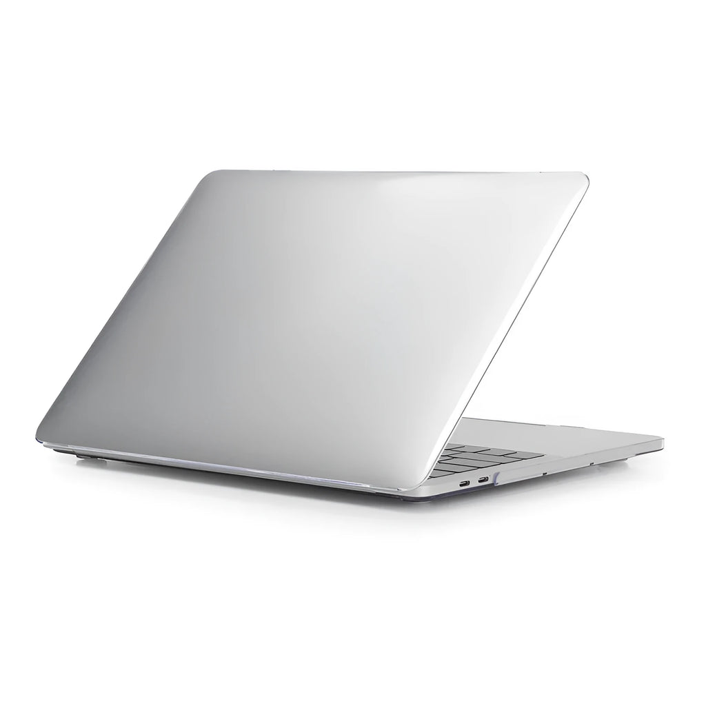 Transparent and black PC hard shell protective cases for Apple MacBook Pro 14.2 and 16.2-inch laptops.