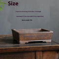 Purple sand rectangular bonsai pot with traditional five-line basin design for pine and cypress plants
