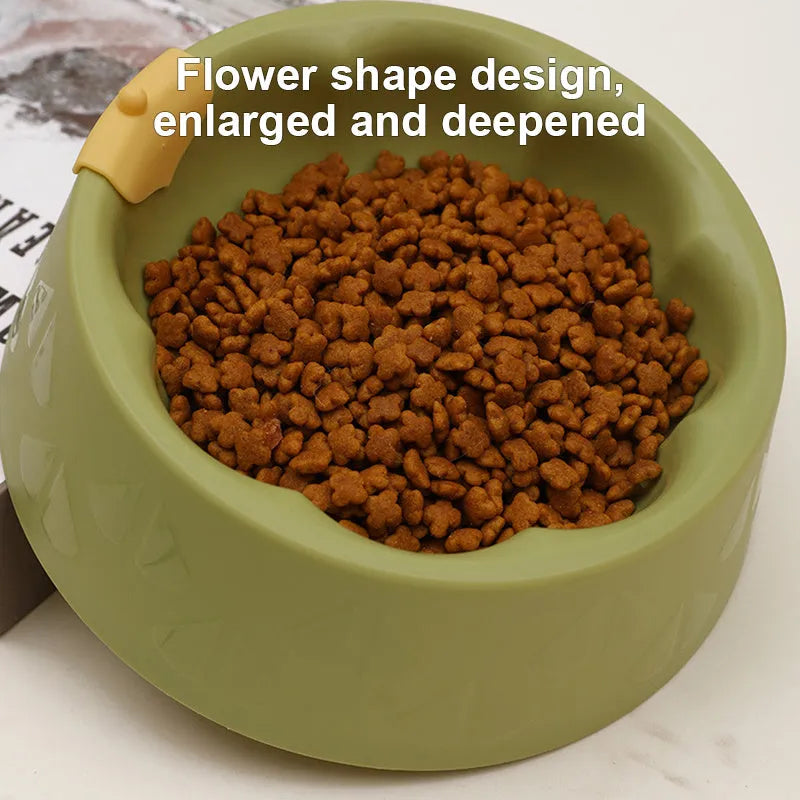 Green plastic double pet bowl with anti-tipping design for dog and cat food and water