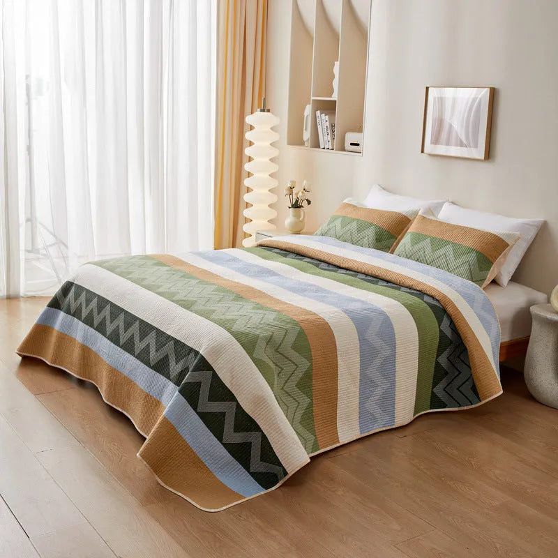 Pure cotton printed bed sheet set in a modern simplicity style for a 2.2 metre bed.
