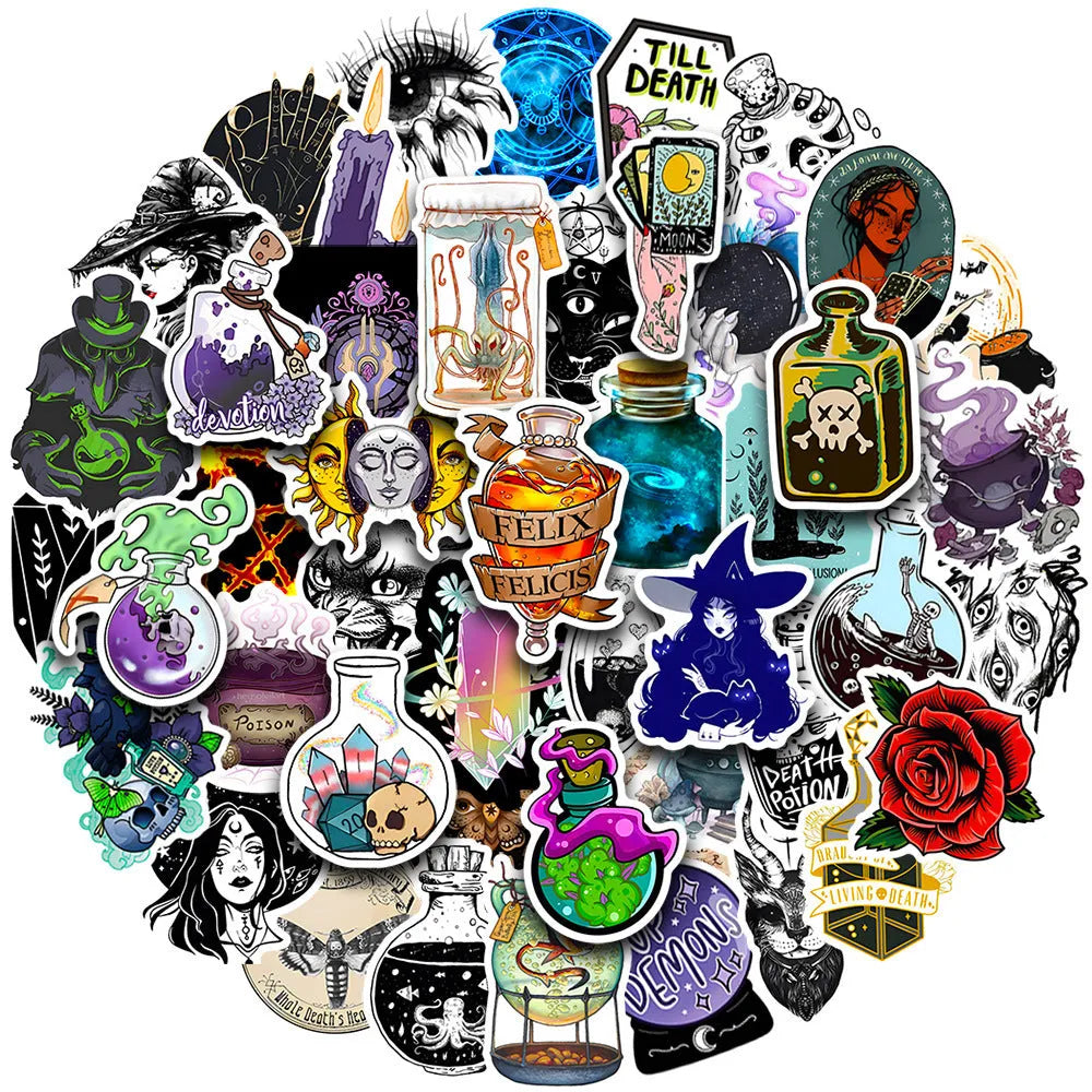 Waterproof PVC stickers pack with glossy finish for laptops, skateboards and smooth surfaces