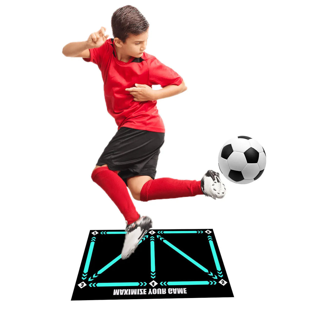 Rubber football training mat in cushion colour for indoor skill practice and foot basket row movement drills