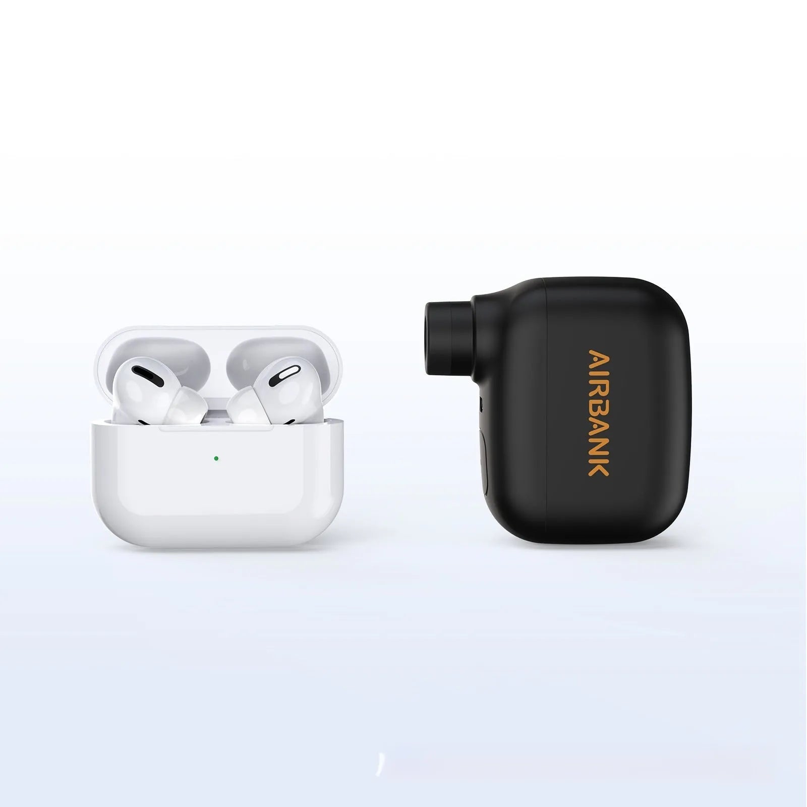 Black AS100 USB rechargeable mini electric pump for bicycle tyres with charging cable and waterproof bag