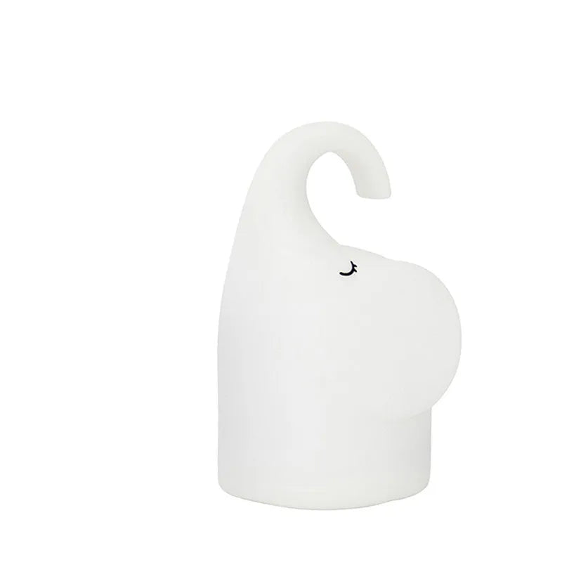 Elephant silicone night light with warm white glow for bedroom bedside use