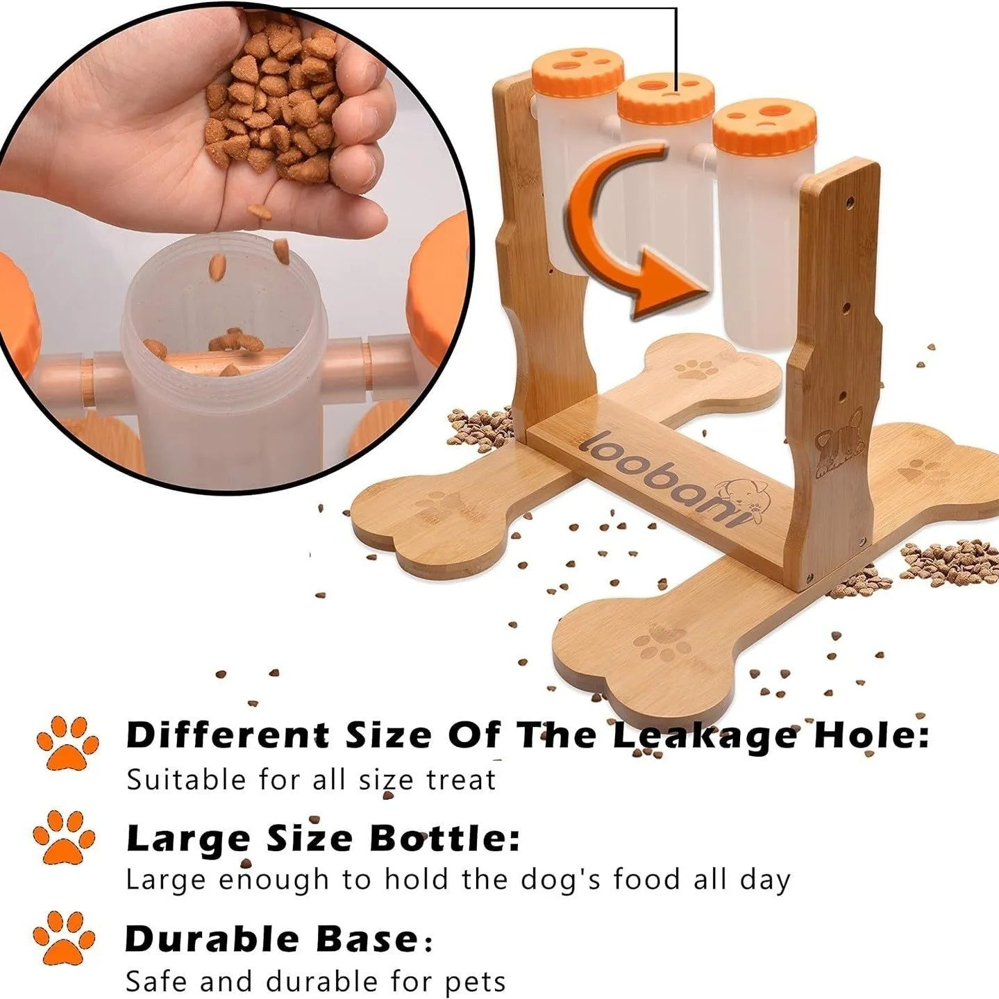 Wooden dog puzzle toy interactive snack dispenser feeder measuring 31x30x20cm