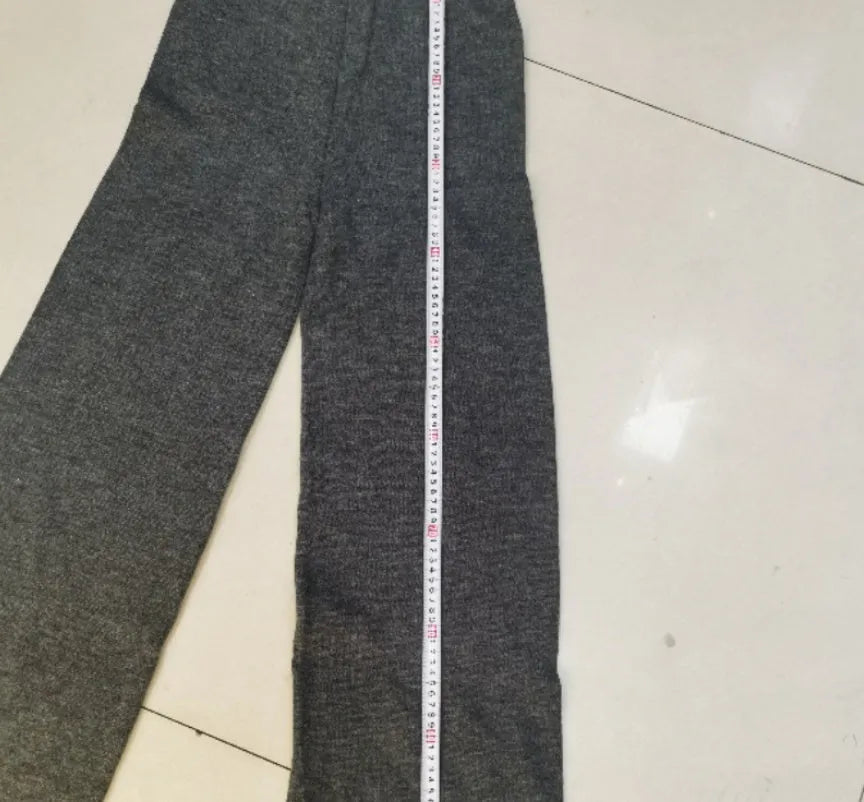 Women's acrylic two-piece suit set with side-slit sweater and matching trousers