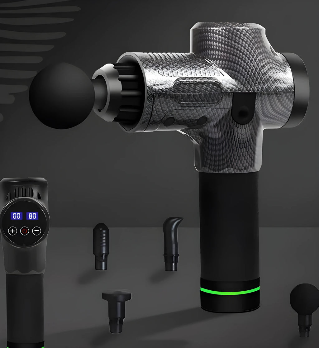 Electric muscle massage gun with brushless motor, 30 gears, ABS body, in Black colour, with UK plug