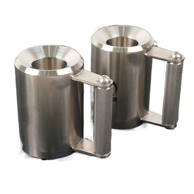 Single 8kg stainless steel dumbbell cup weight plate, silver colour, for barbell and dumbbell training.