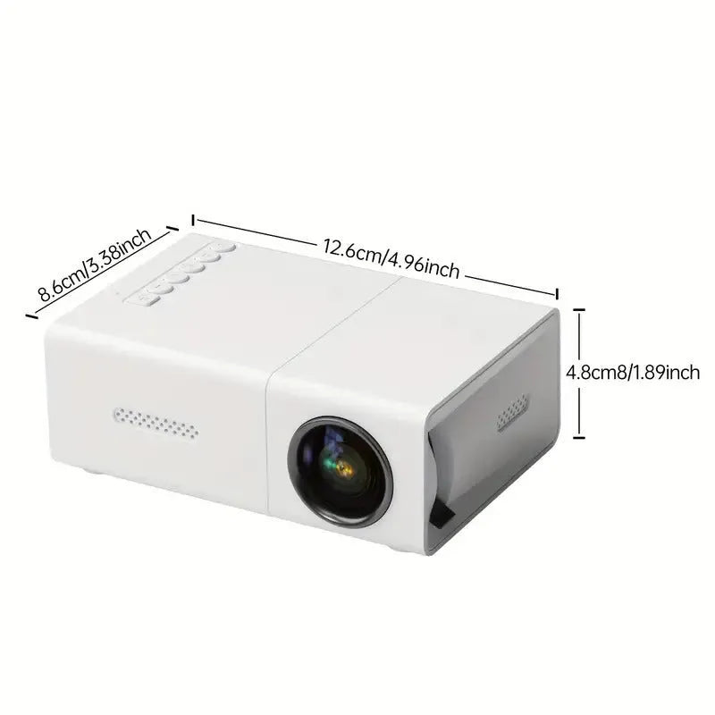 M100 Mini LED Home Projector in black or white colour with remote control and cables