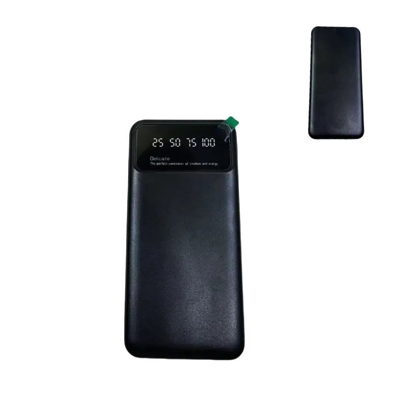 Black ultra-thin 10000mAh power bank showing compact 67x14x140mm dimensions