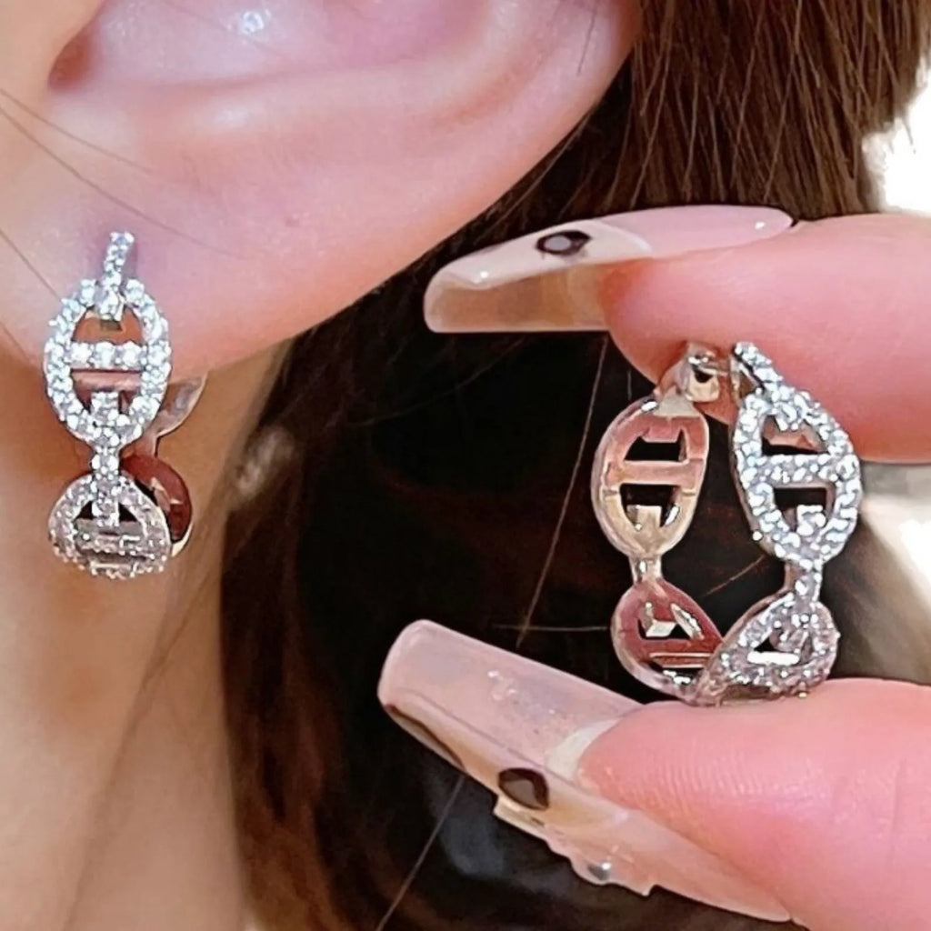 Women's diamond drop earrings with electroplated silver, gold, or rose gold finish