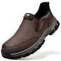 Men's casual shoes with rubber sole and round toe in dark brown, black, or grey colours
