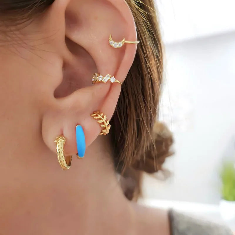 Curved epoxy oval earrings with dripping oil finish in seven colour options