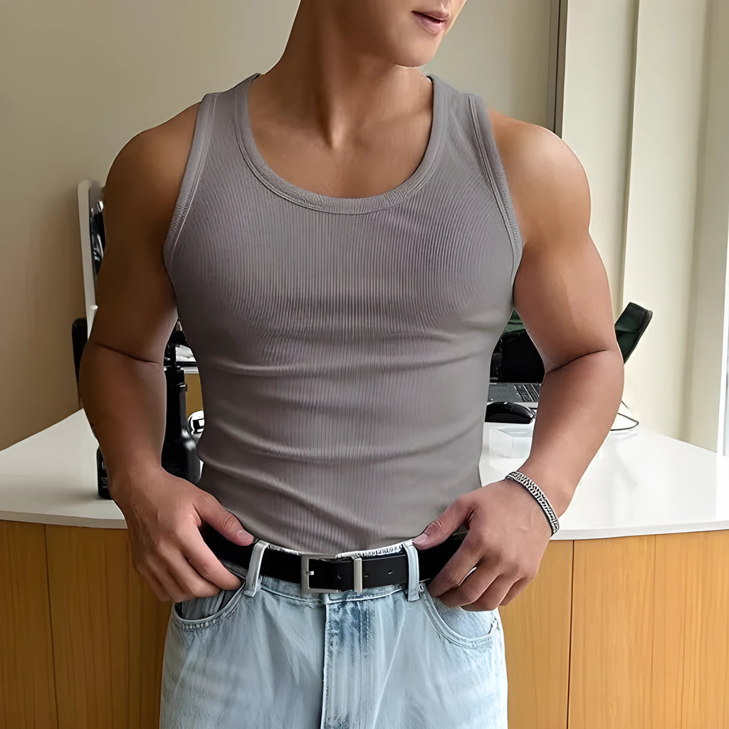 Men's black polyester workout T-shirt with round neck and tight fit for sports.