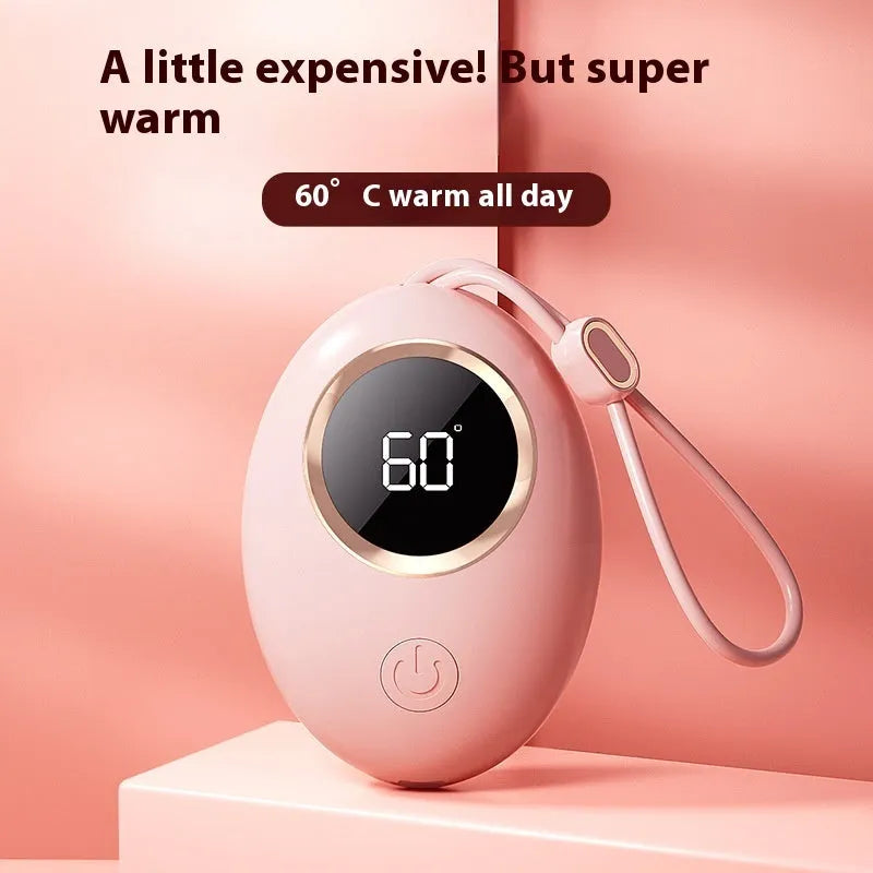 USB digital display hand warmer power bank in portable mini size with aluminum heat dissipation