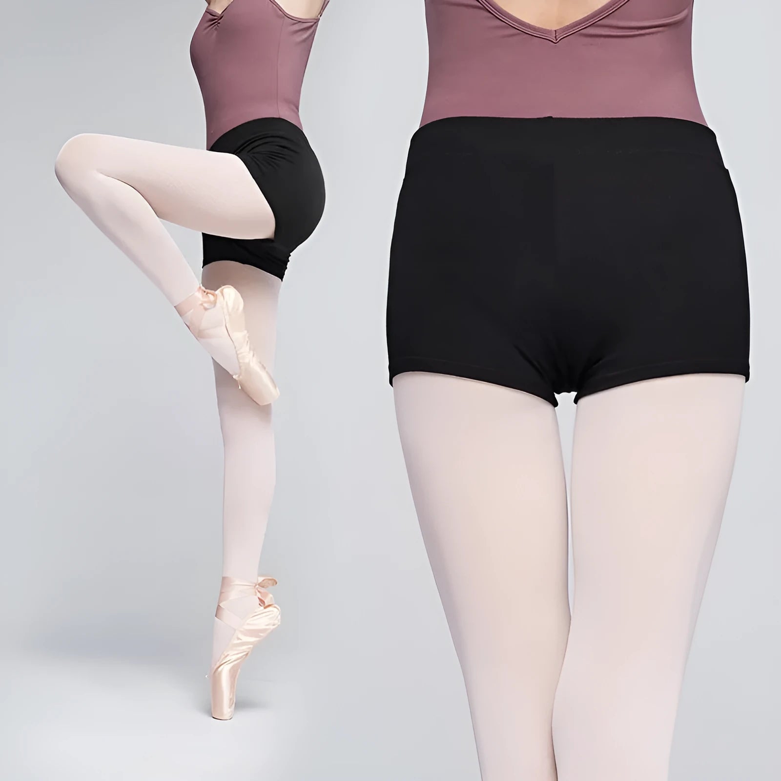 Black cotton women's dance practice shorts for fitness and ballet