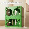 Double-layer cat scratching board nest with wear-resistant surface showing big eyes decorative style option