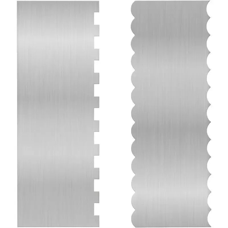 Stainless steel cream scraper with polygon pattern edges for cake decorating