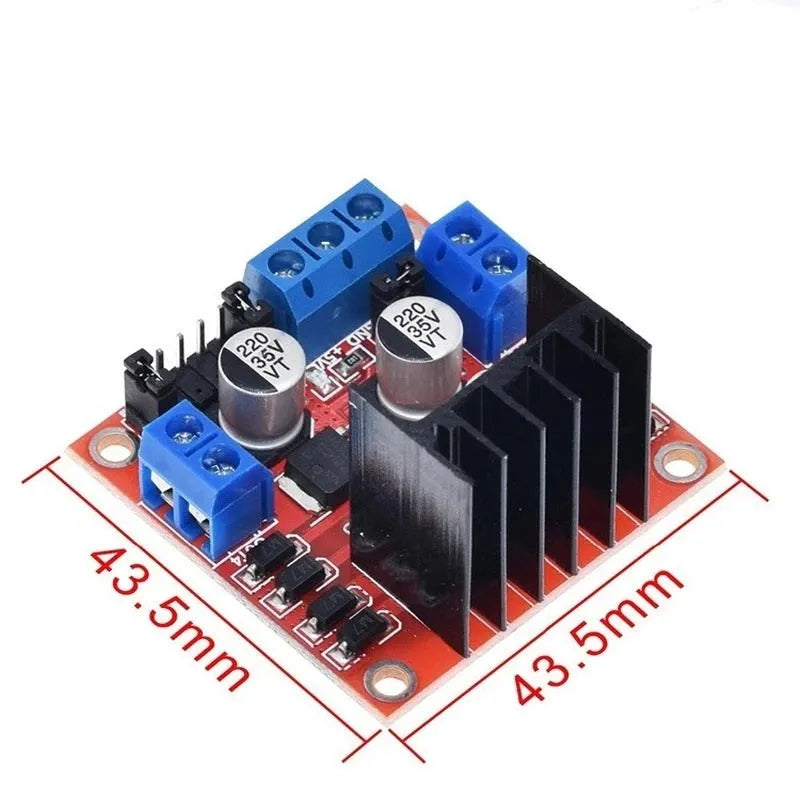 L298N motor driver module board for DC stepper motor control in robotics projects