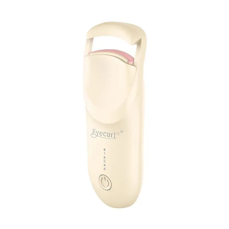 Electric heating eyelash curler with USB cable in cream white, maca pink or vanilla apricot colour options