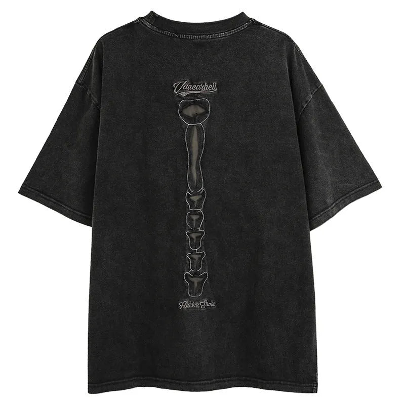 Dark high street style skull graphic short sleeve t-shirt in loose fit with drop shoulders.