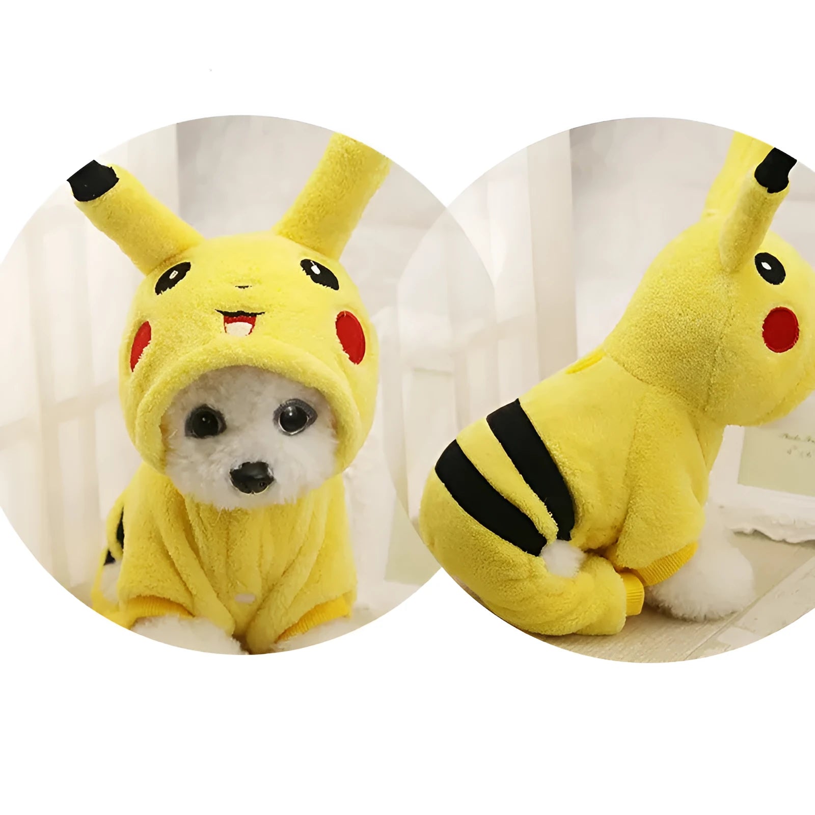 Fleece pet coat with hoodie for cats and dogs in six sizes from XS to XXL